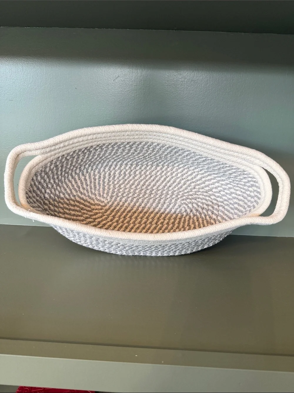 Cotton Rope Basket - White and Light Gray - NWOT